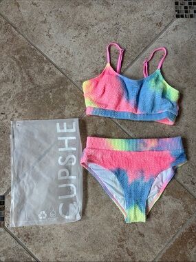 Cupshe Tie-Dye Textured Bikini Set - Pink